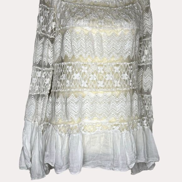 Nana Nucci Firenze Boho Lace Peplum Top Blouse White S? bv - Picture 5 of 8